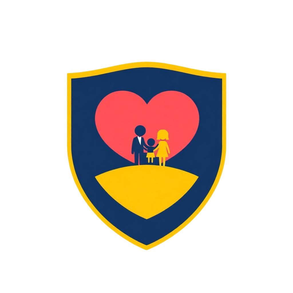 Icona scudo con cuore e famiglia